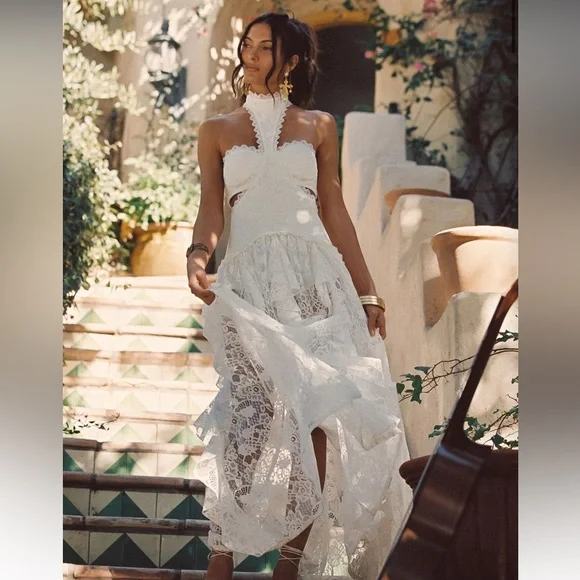 12th Tribe White Lace High Low Dress - Picture 1 of 6